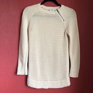Ann Taylor Loft | Cream Sweater Side Zip Detail